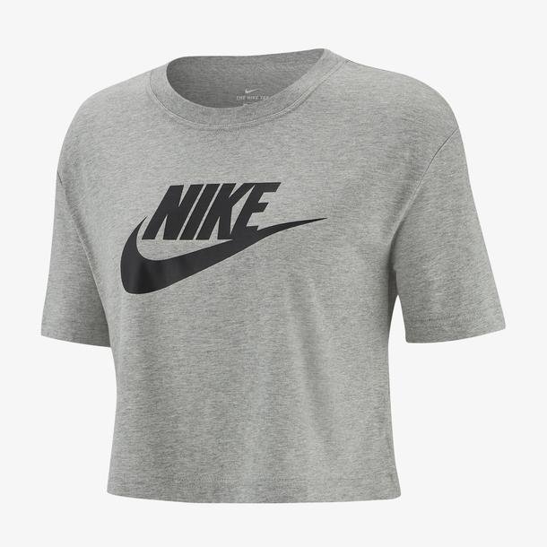 Nike Sportswear Essential Crop Kadın Gri Günlük T-Shirt
