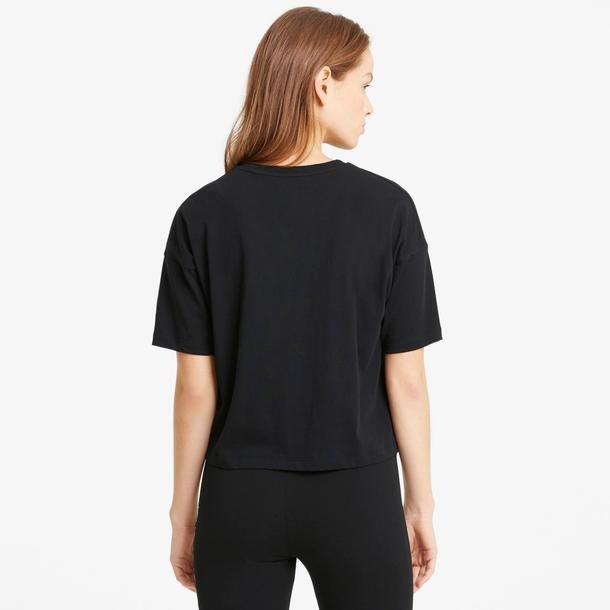 Puma Ess Cropped Logo Light Straw Kadın Siyah Günlük T-Shirt