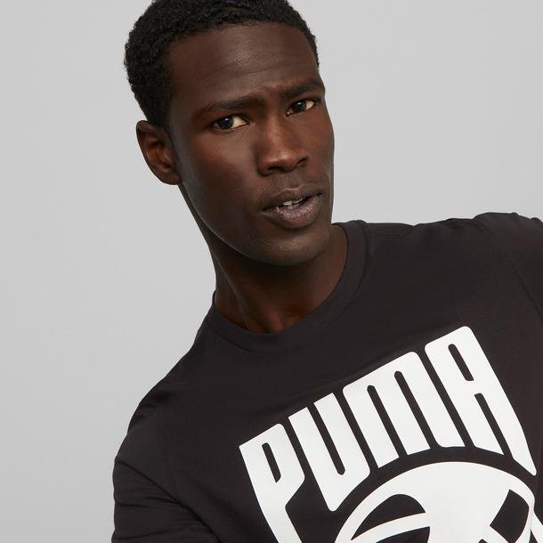 Puma Posterize Erkek Siyah Bisiklet Yaka T-Shirt