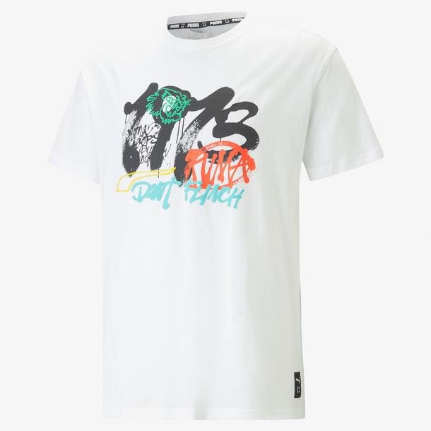 Puma Showcase Erkek Beyaz Bisiklet Yaka T-Shirt