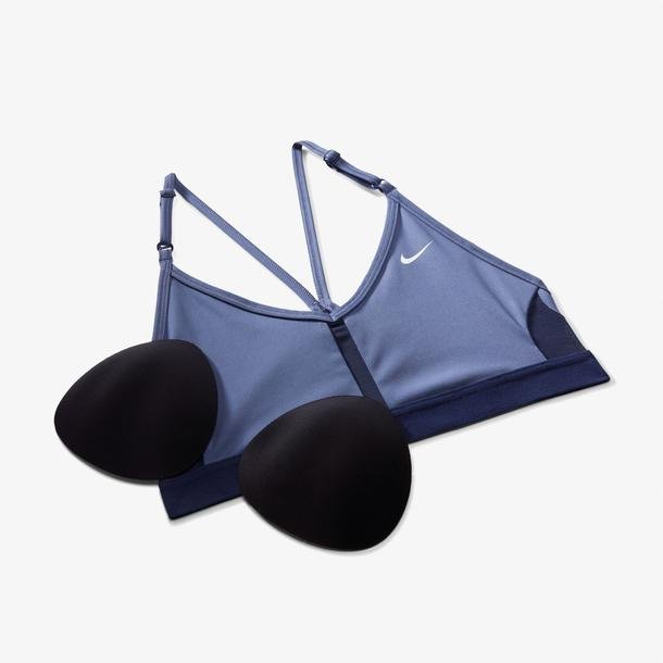 Nike Dri-Fit Indy V-Neck Kadın Mavi  Antrenman Bra