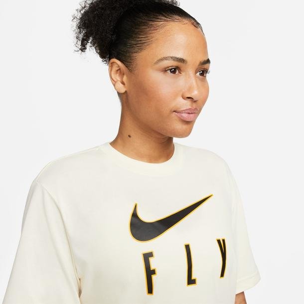 Nike Dri-Fit Swoosh Fly Boxy Kadın Bej Antrenman T-Shirt