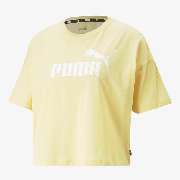 Puma Ess Cropped Logo Light Straw Kadın Sarı Günlük T-Shirt