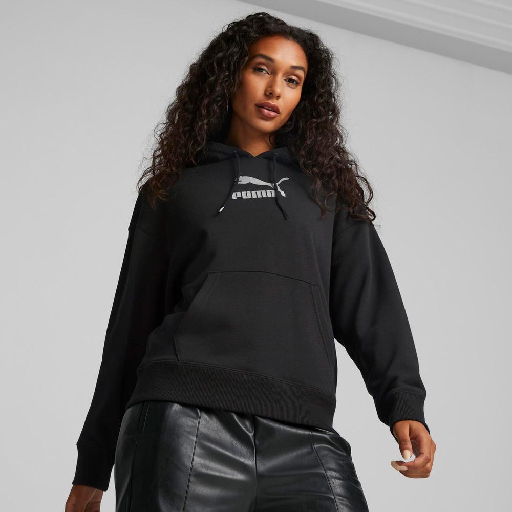 Puma Brand Love Metallic Logo Kadın Siyah Günlük Sweatshirt