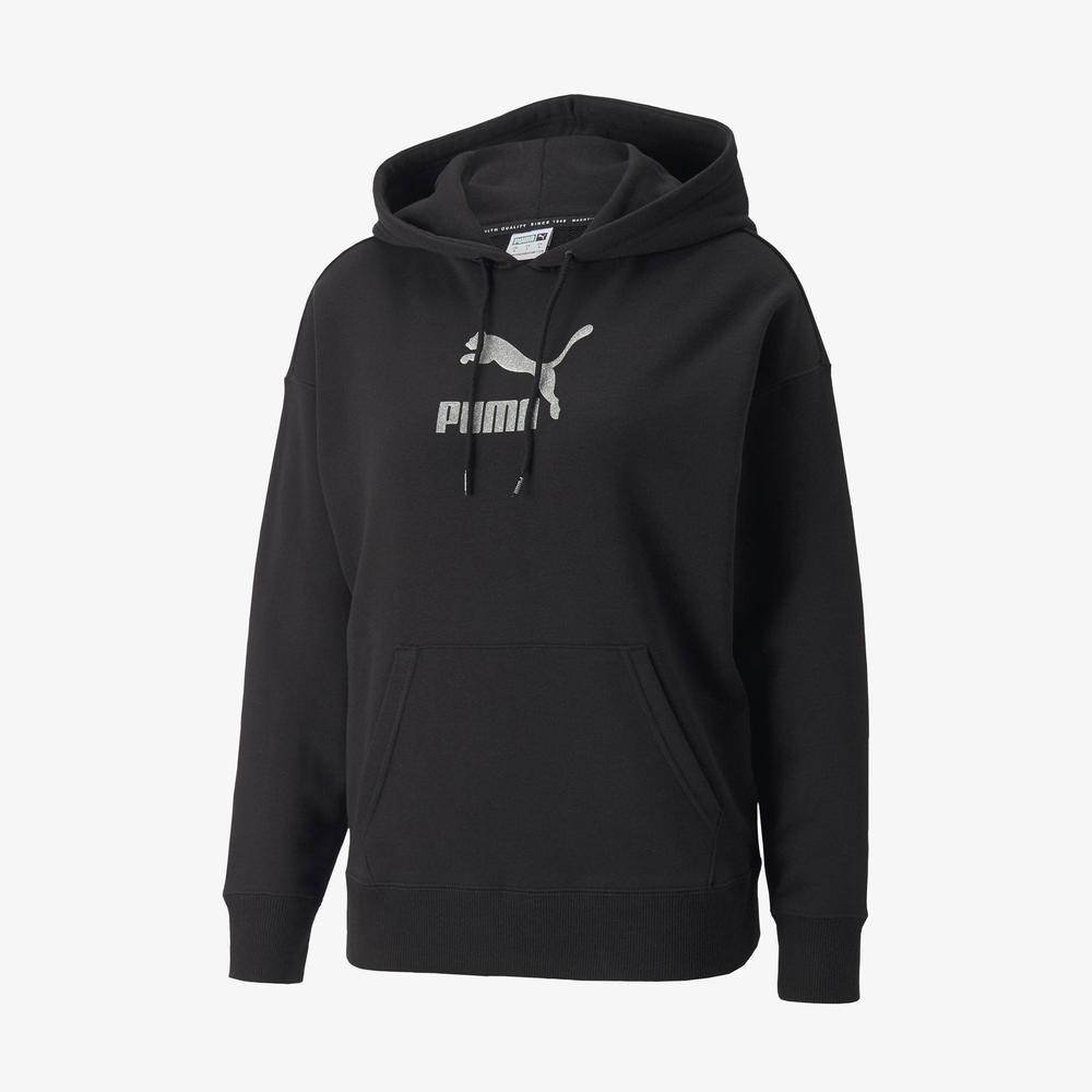 Puma Brand Love Metallic Logo Kadın Siyah Günlük Sweatshirt