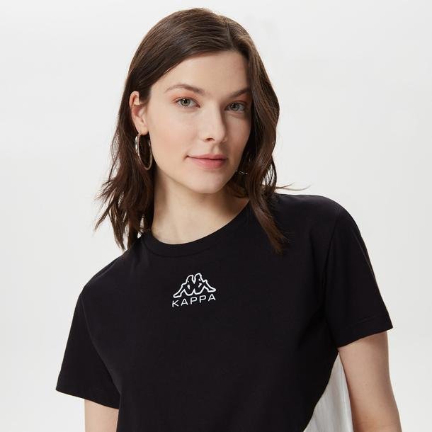 Kappa Logo Ece Tk Kadın Siyah Günlük T-Shirt