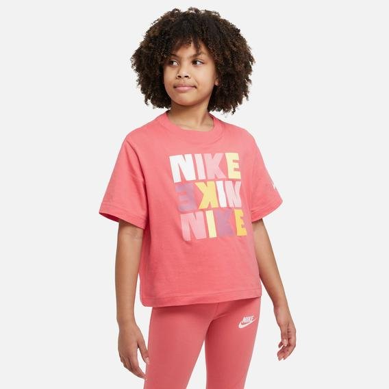 Nike Sportswear Boxy Print Çocuk Pembe Antrenman T-Shirt