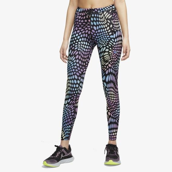 Nike Dri-Fit Run Division Printed Mid-Rise Kadın Renkli Koşu Taytı
