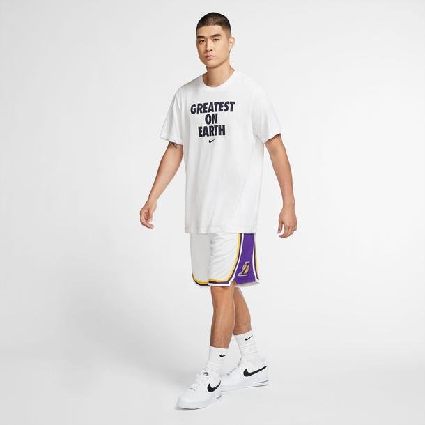 Nike Los Angeles Lakers NBA Swingman Erkek Beyaz Basketbol Şortu