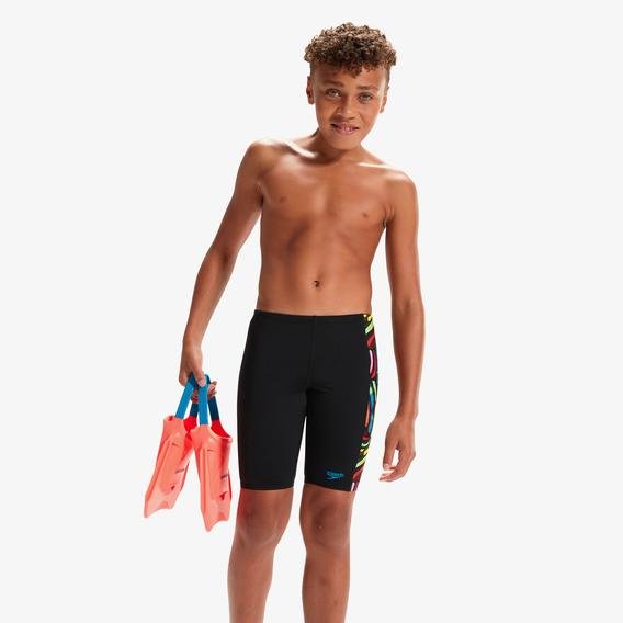 Speedo Digi Alov Panel Jammer Çocuk Siyah Yüzücü Mayosu