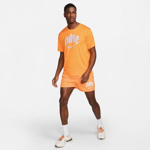 Nike Dri-Fit Run Miler Erkek Turuncu Koşu T-Shirt