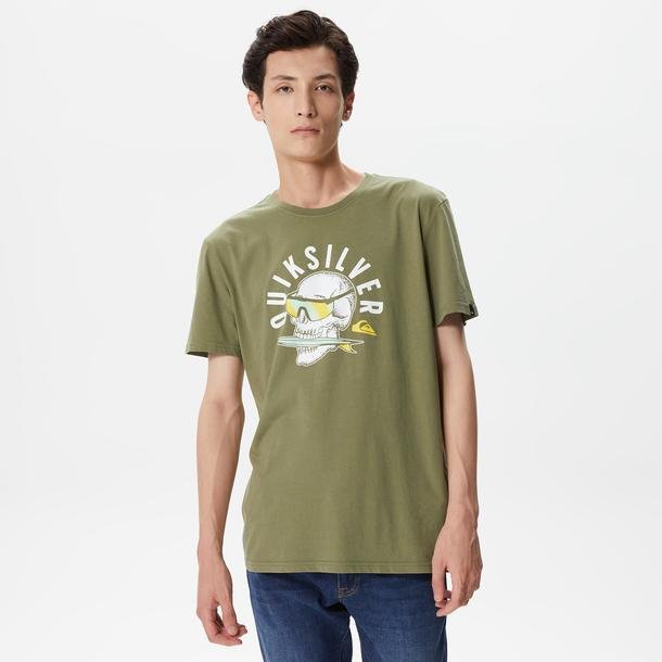 Quiksilver Qs Rockin Skull Erkek Yeşil Günlük T-Shirt