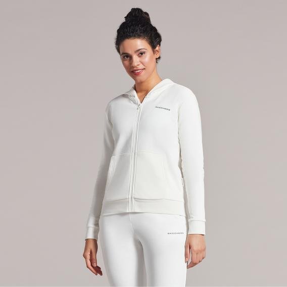 Skechers New Basics Full Zip Kadın Beyaz Günlük Sweatshirt