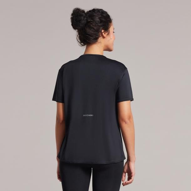 Skechers Performance Coll Reflect Logo Crew Kadın Siyah Günlük T-Shirt
