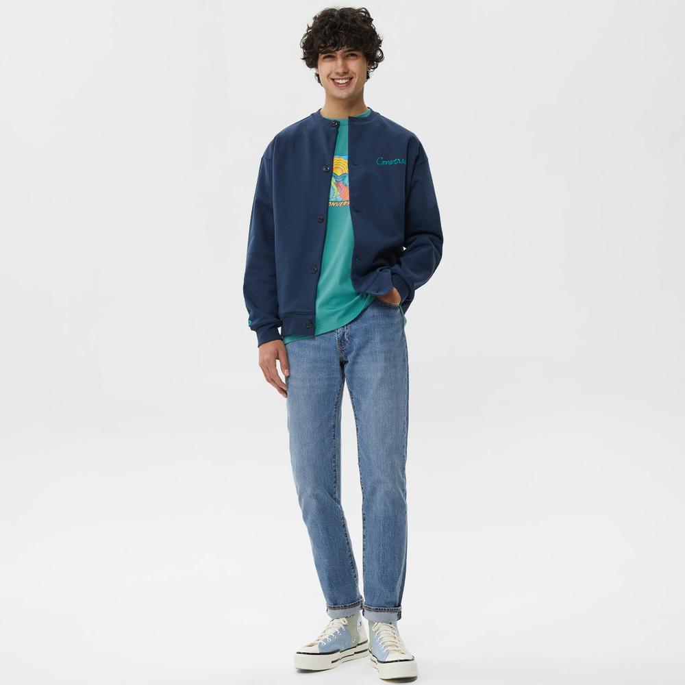 Converse Chain Stitch Elevated Cardigan  Erkek Lacivert Eşofman Üstü