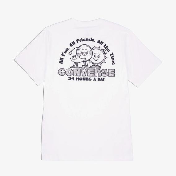 Converse Earth Moon Sun Graphic Erkek Beyaz T-Shirt