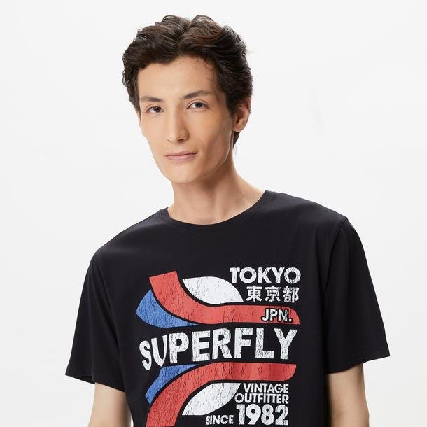 Superfly Erkek Siyah Günlük T-Shirt