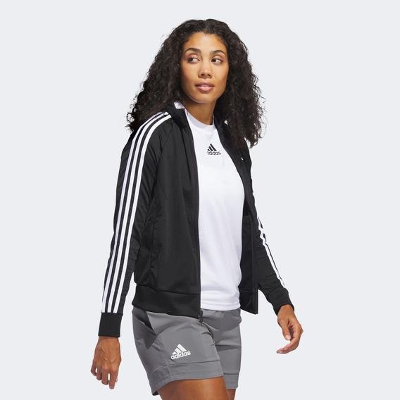 adidas Primegreen Essentials Warm-Up Slim 3-Stripes Kadın Siyah Fermmuarlı Günlük Sweatshirt