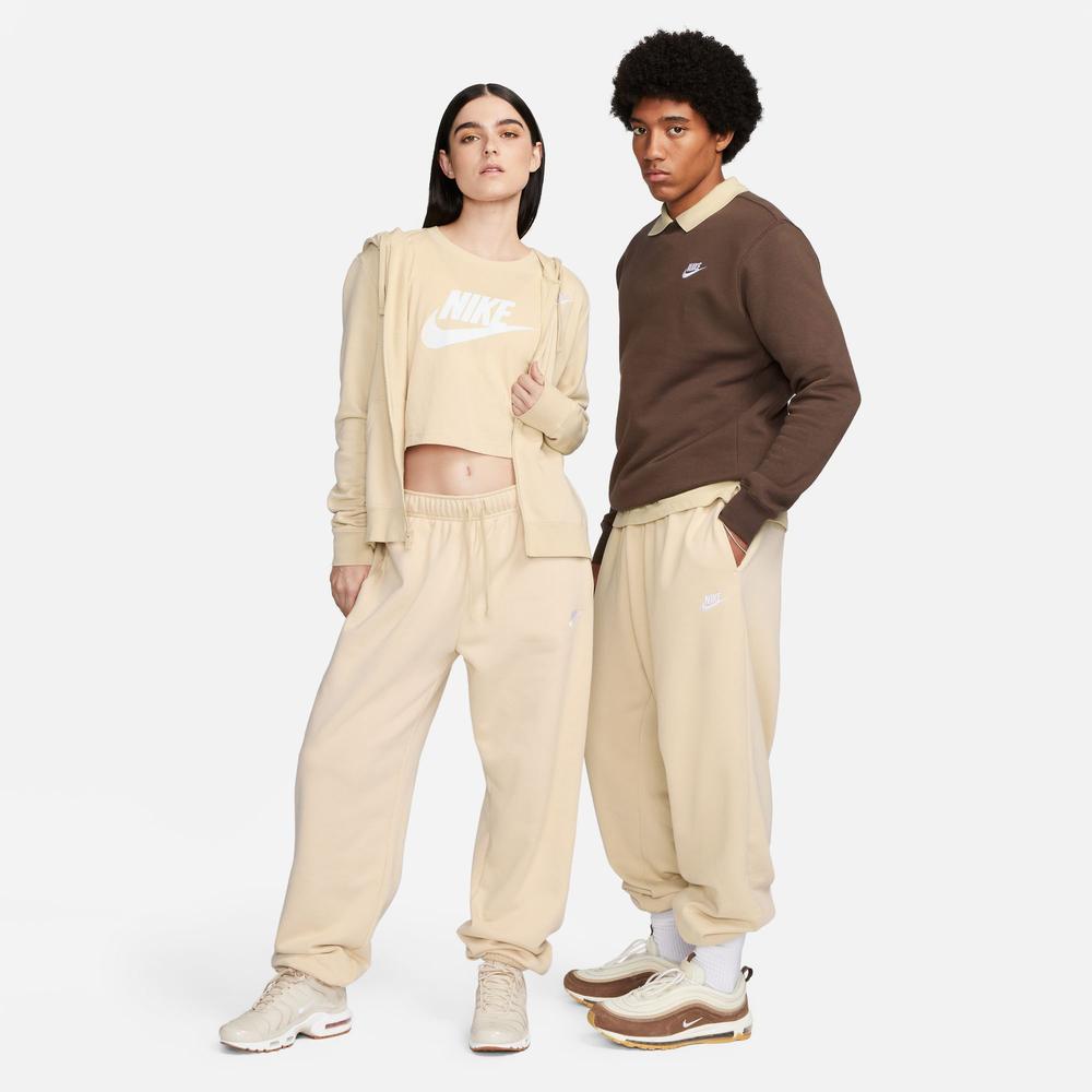 Nike Sportswear Club Fleece Mid Rise Oversize Kadın Bej Eşofman Altı