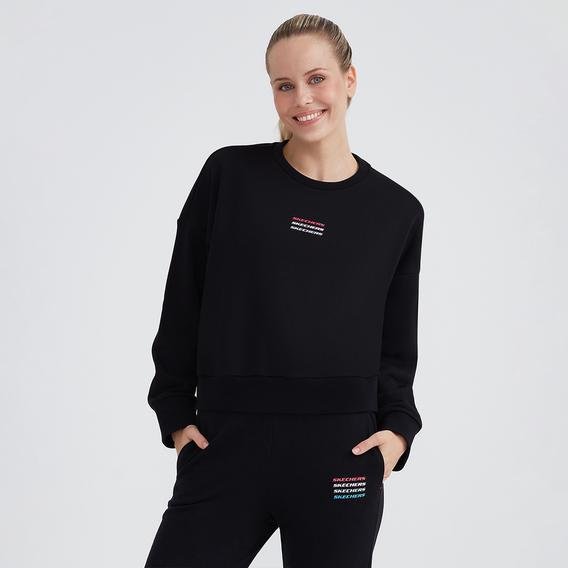 Skechers Essential Crew Neck Kadın Siyah Günlük Sweatshirt