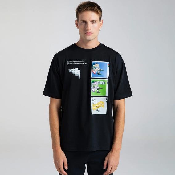 Kappa Authentic Graphik Gerry Erkek Siyah Günlük T-Shirt