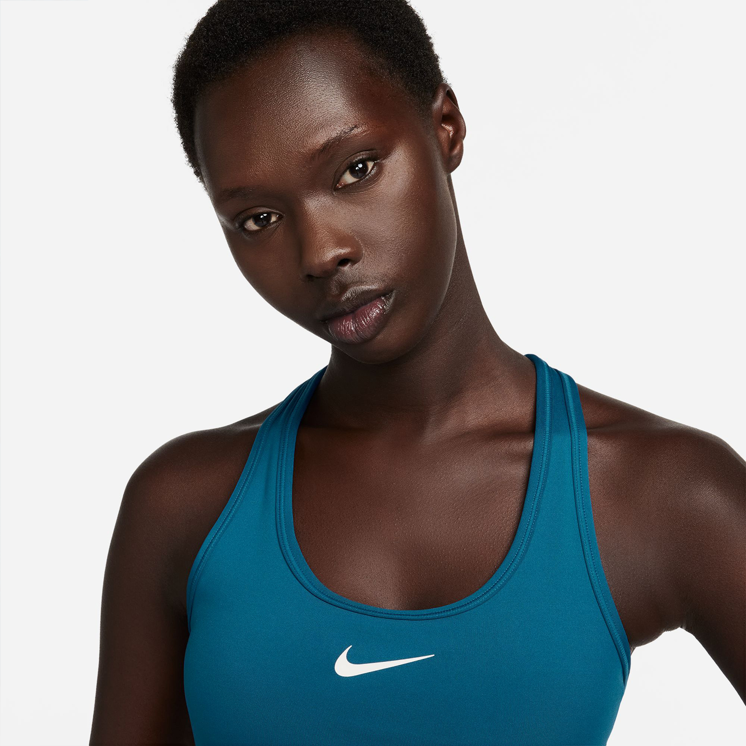 Nike Swoosh Medium Support Padded Kadın Mavi Antrenman Bra