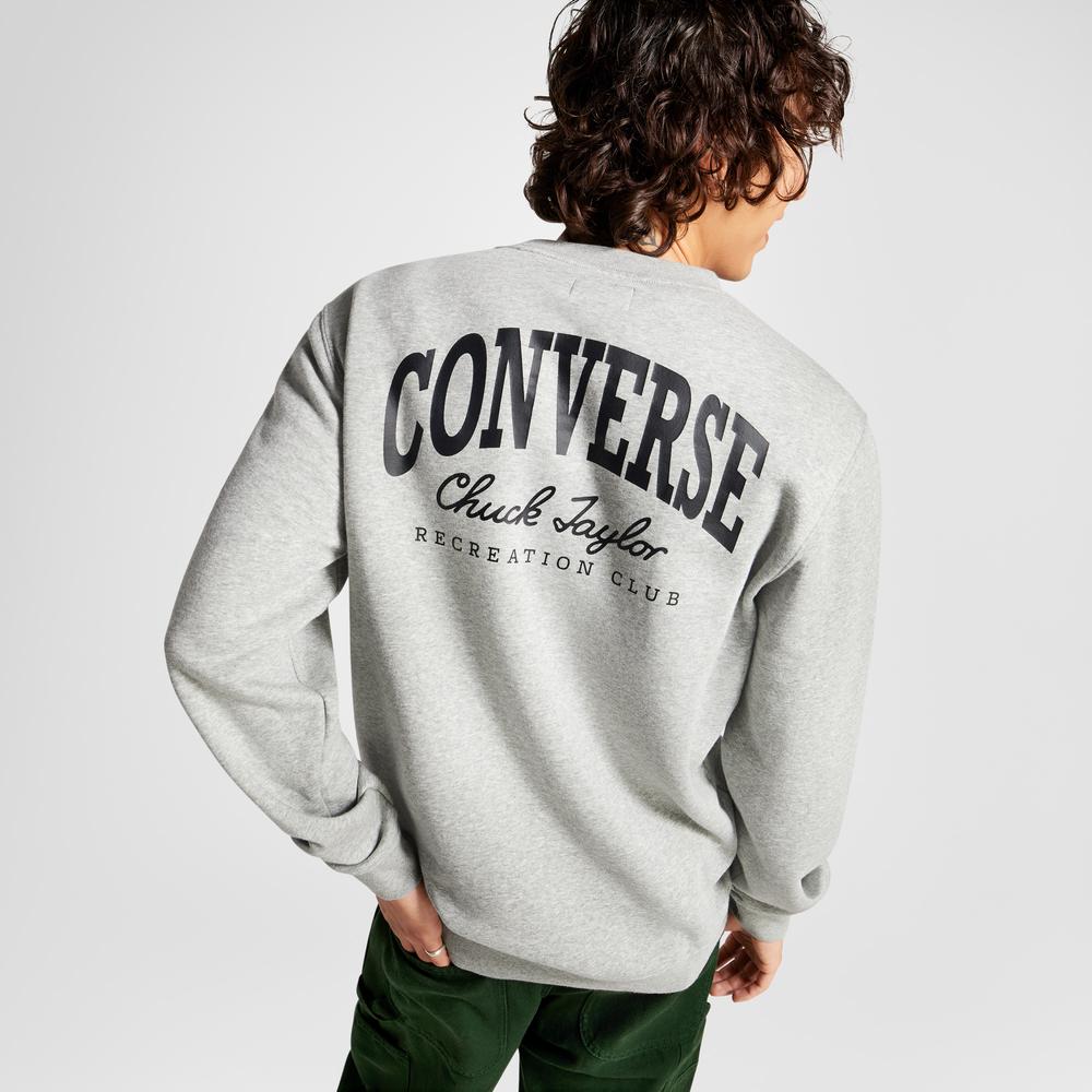 Converse Chuck Retro Graphic Crew Erkek Gri Sweatshirt