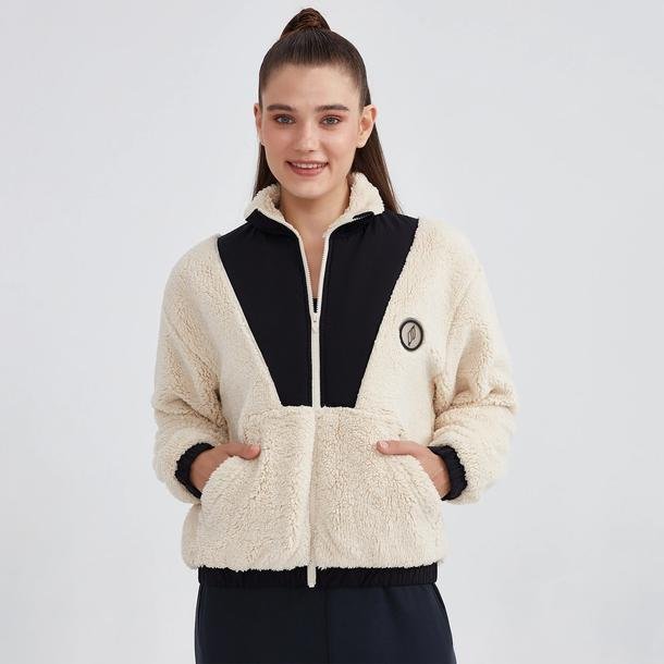 Skechers Fleece Full Zip Kadın Krem Ceket