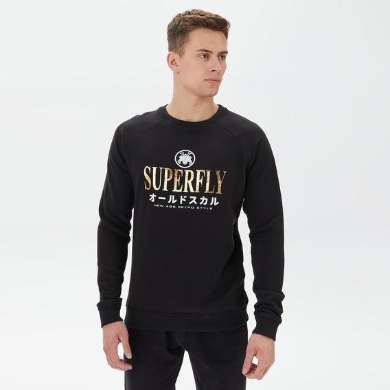 Superfly Erkek Siyah Günlük Sweatshirt