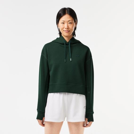 Lacoste Kadın Relaxed Fit Kapüşonlu Yeşil Sweatshirt
