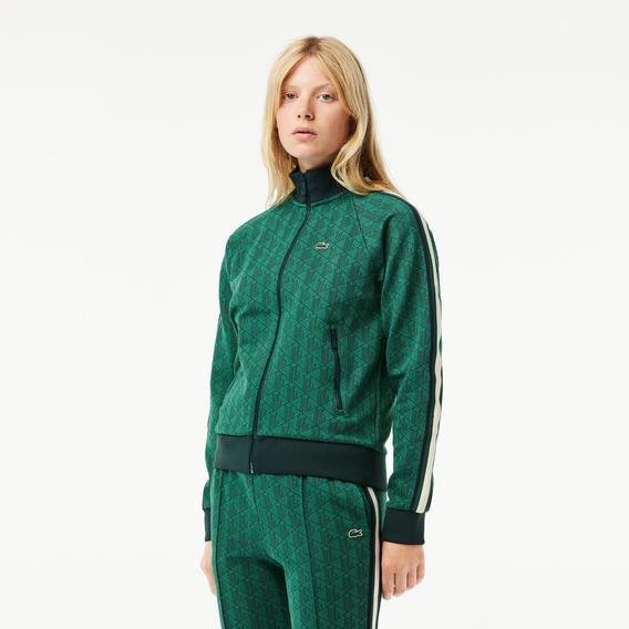 Lacoste Regular Fit Fermuarlı Monogram Kadın Yeşil Sweatshirt