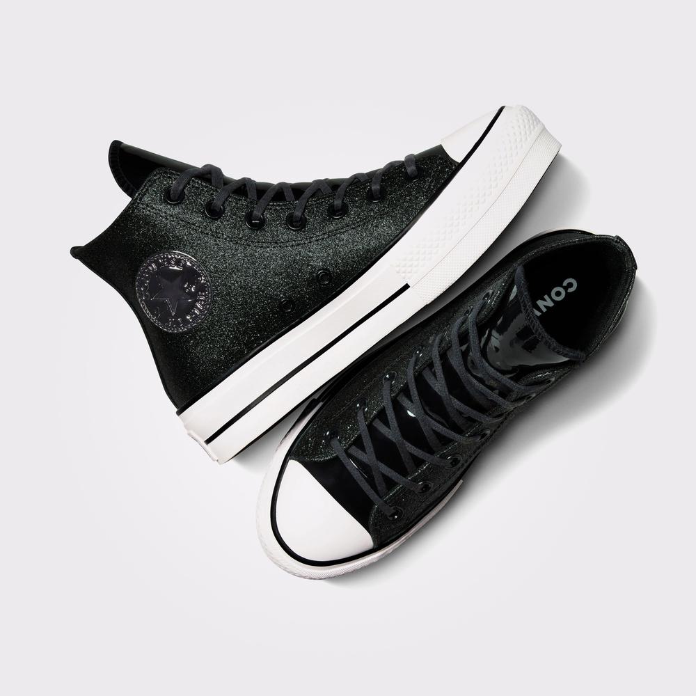 Converse Chuck Taylor All Star Lift Platform Sparkle Party Kadın Siyah Sneaker