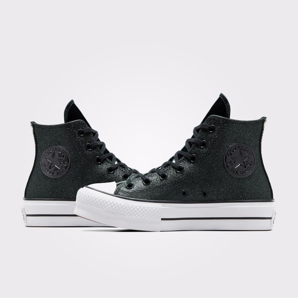 Converse Chuck Taylor All Star Lift Platform Sparkle Party Kadın Siyah Sneaker