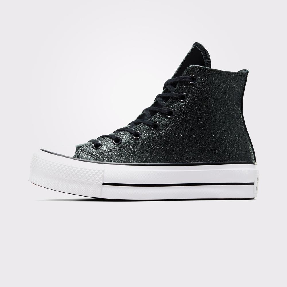 Converse Chuck Taylor All Star Lift Platform Sparkle Party Kadın Siyah Sneaker