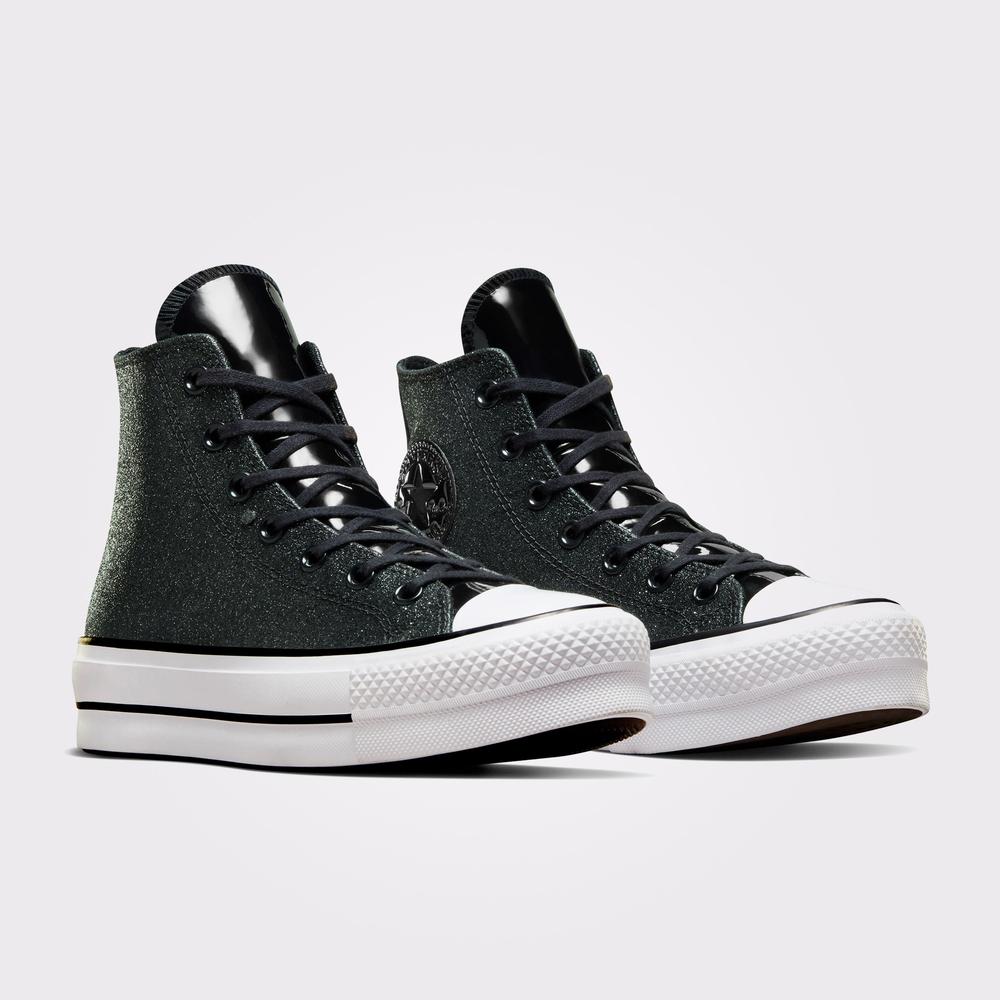 Converse Chuck Taylor All Star Lift Platform Sparkle Party Kadın Siyah Sneaker