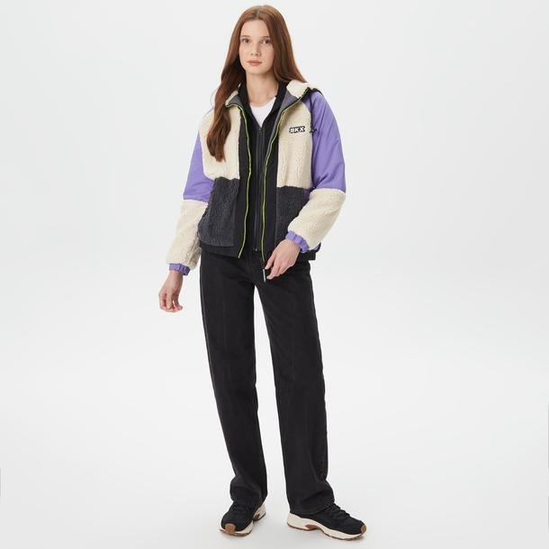 Skechers Fleece Full Zip Kadın Beyaz Günlük Sweatshirt