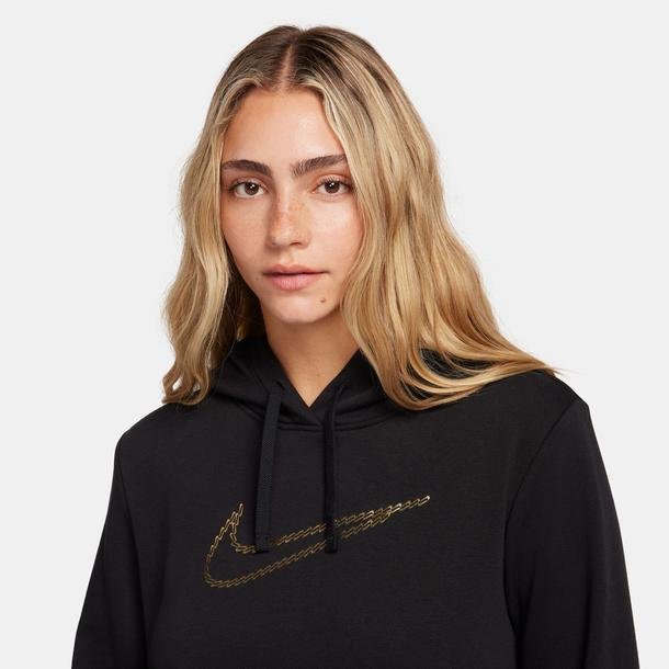 Nike Sportswear Club Fleece Shine Os Pullover Kadın Siyah Günlük Sweatshirt