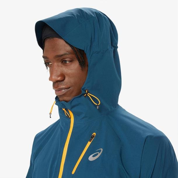 Asics Fujitrail Waterproof Erkek Mavi Koşu Ceketi