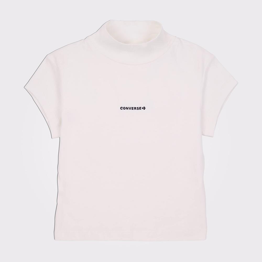 Converse Wordmark Short Sleeve Top Kadın Krem T-Shirt