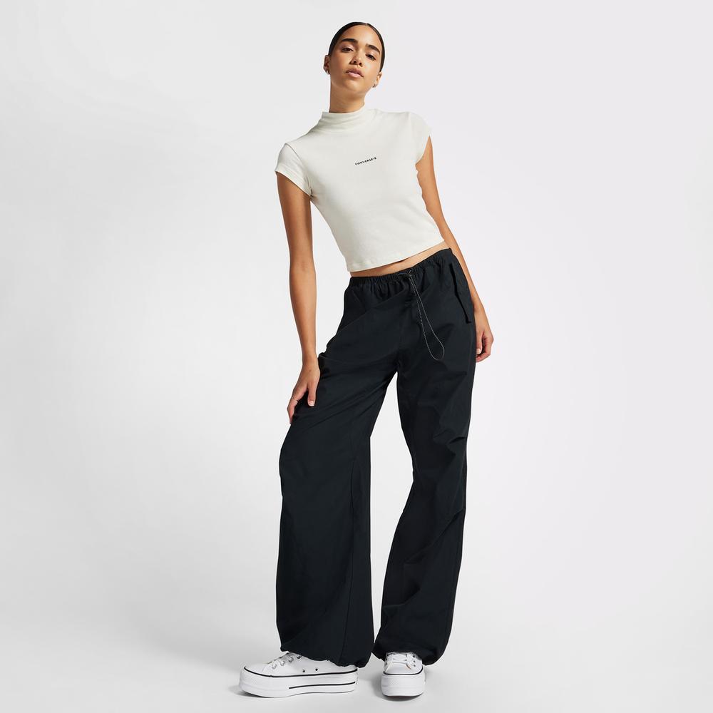 Converse Wordmark Short Sleeve Top Kadın Krem T-Shirt
