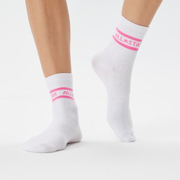 Converse Star Chevron Double Stripe Anklet 2'li Kadın Beyaz Çorap