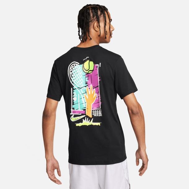 Nike Court Heritage Erkek Siyah Tenis T-Shirt