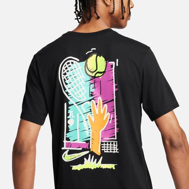 Nike Court Heritage Erkek Siyah Tenis T-Shirt