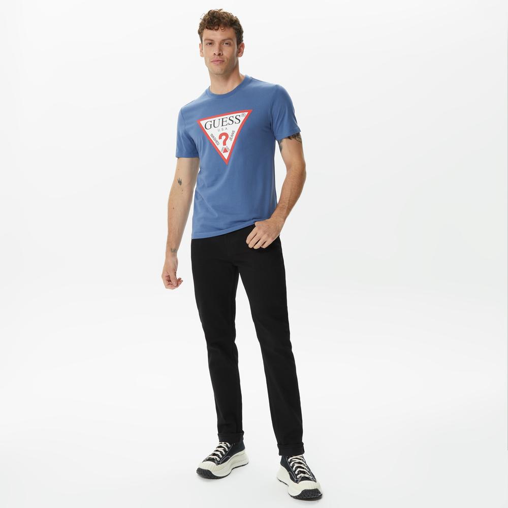 Guess Original Logo Erkek Mavi T-Shirt
