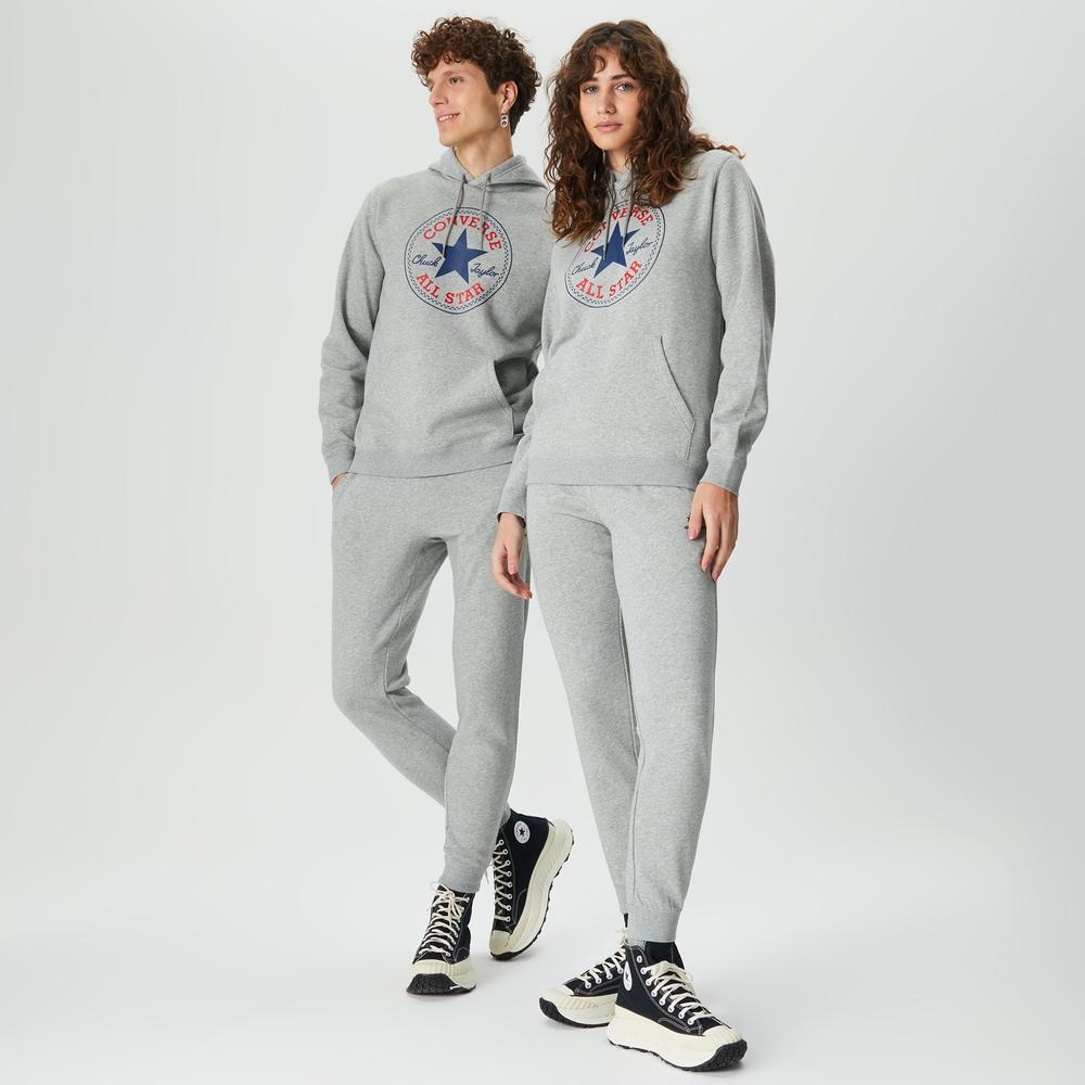 Converse Standard Fit Center Front Large Chuck Patch Core Po  Unisex Gri Hoodie