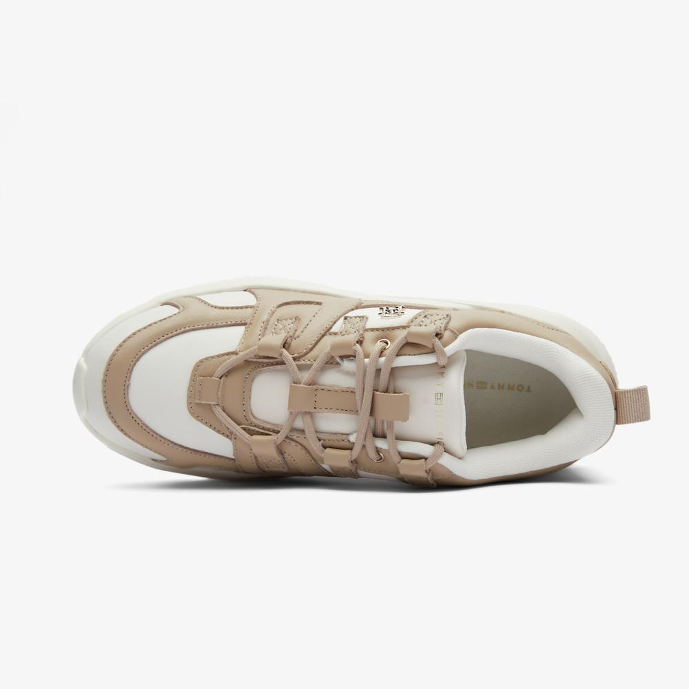 Tommy Hilfiger Premium Runner Mix Kadın Bej Sneaker