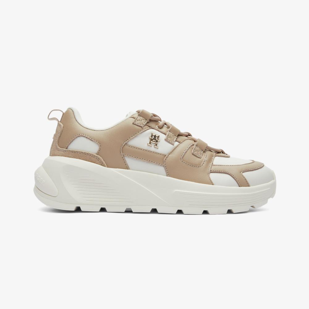 Tommy Hilfiger Premium Runner Mix Kadın Bej Sneaker