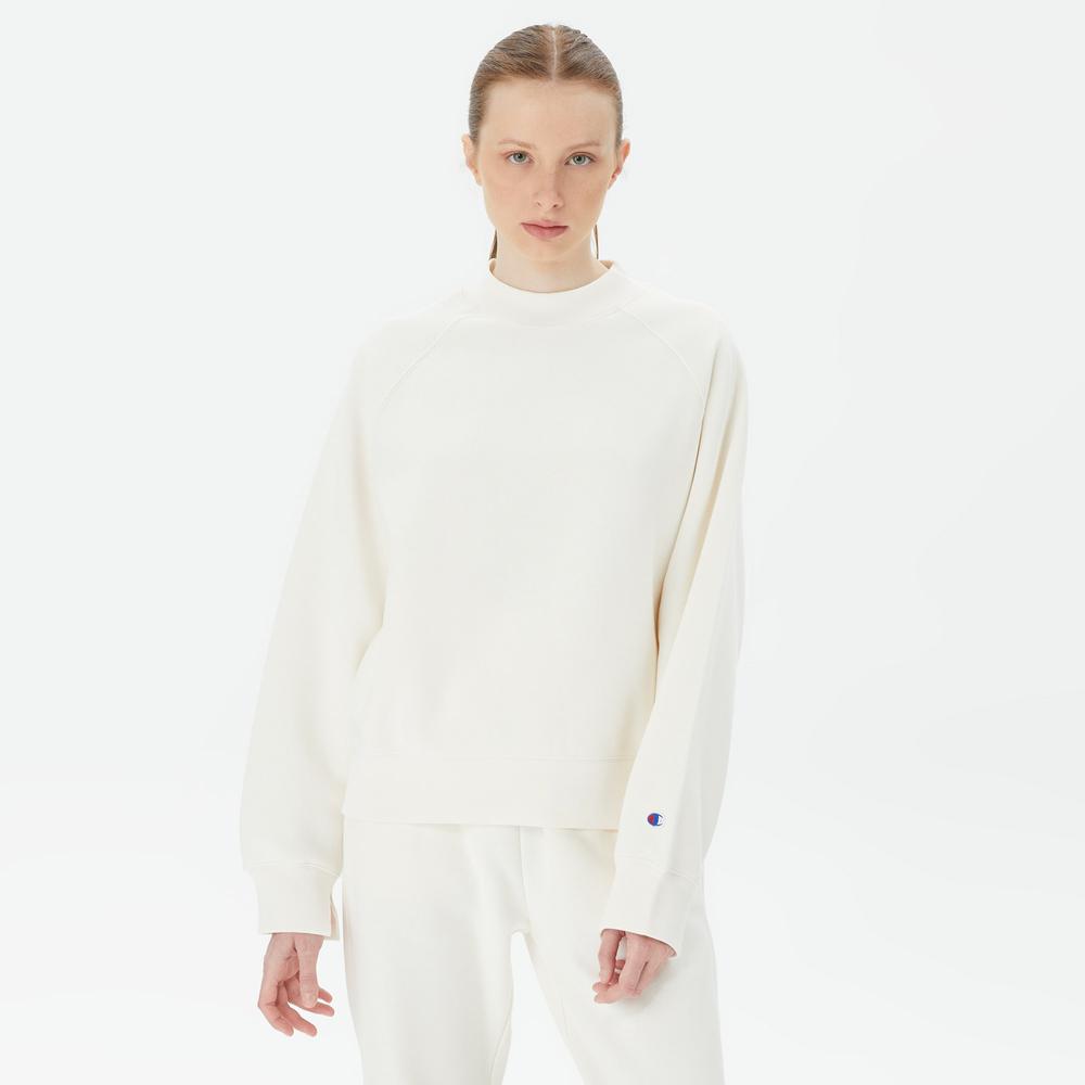 Champion Crewneck Kadın Beyaz Sweatshirt