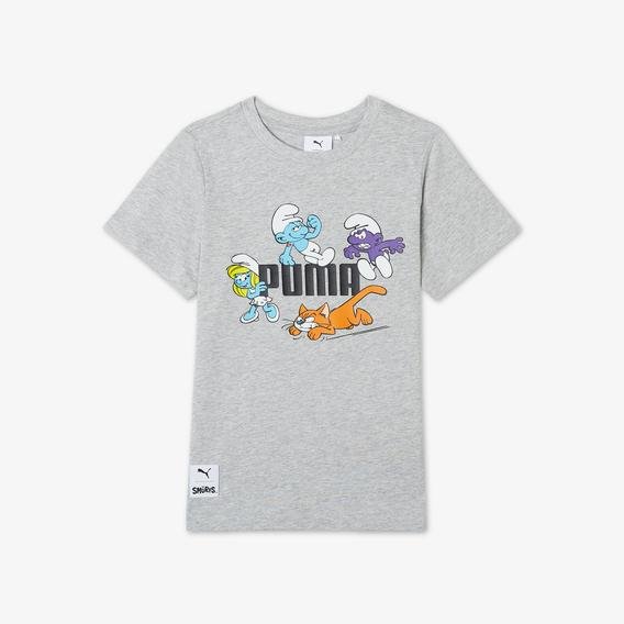 Puma X THE SMURFS Çocuk Gri T-Shirt