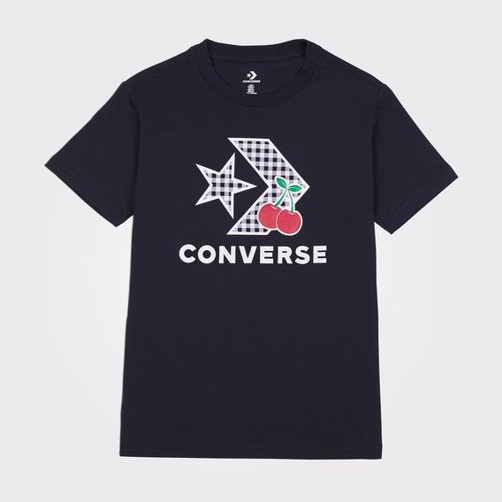 Converse Cherry Star Chevron Kadın Siyah T-Shirt